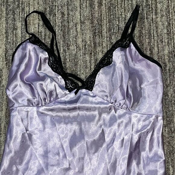 Apt 9 Intimates Womens Small Mini Slip Dress Purple Black Lace Chemise‎ Lingerie - Picture 2 of 8